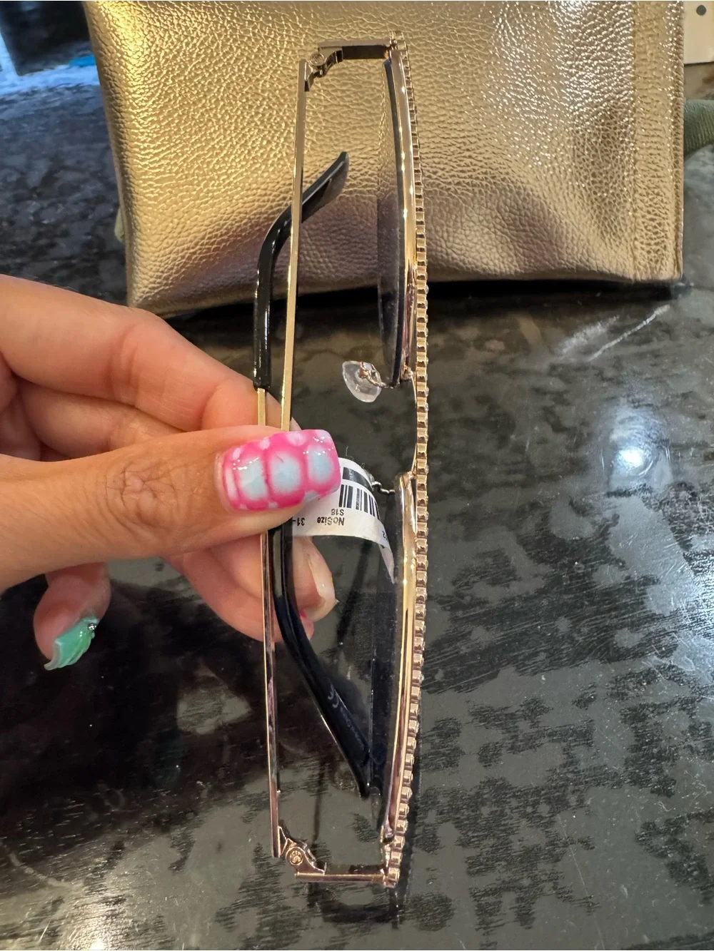 Aldo Gold Frame Sunglasses with Black Lenses